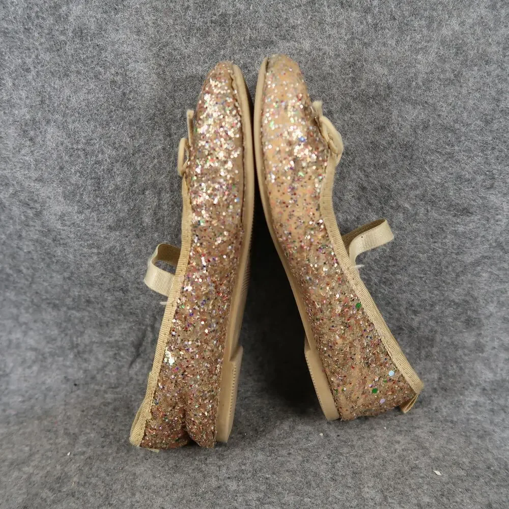 Cat & Jack Shoes Kids 11 Ballet Flats Elastic Strap Glitter Bow Slip On Girls